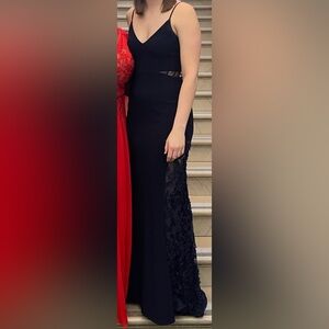 Navy Blue Lace Gown Betsy & Adam